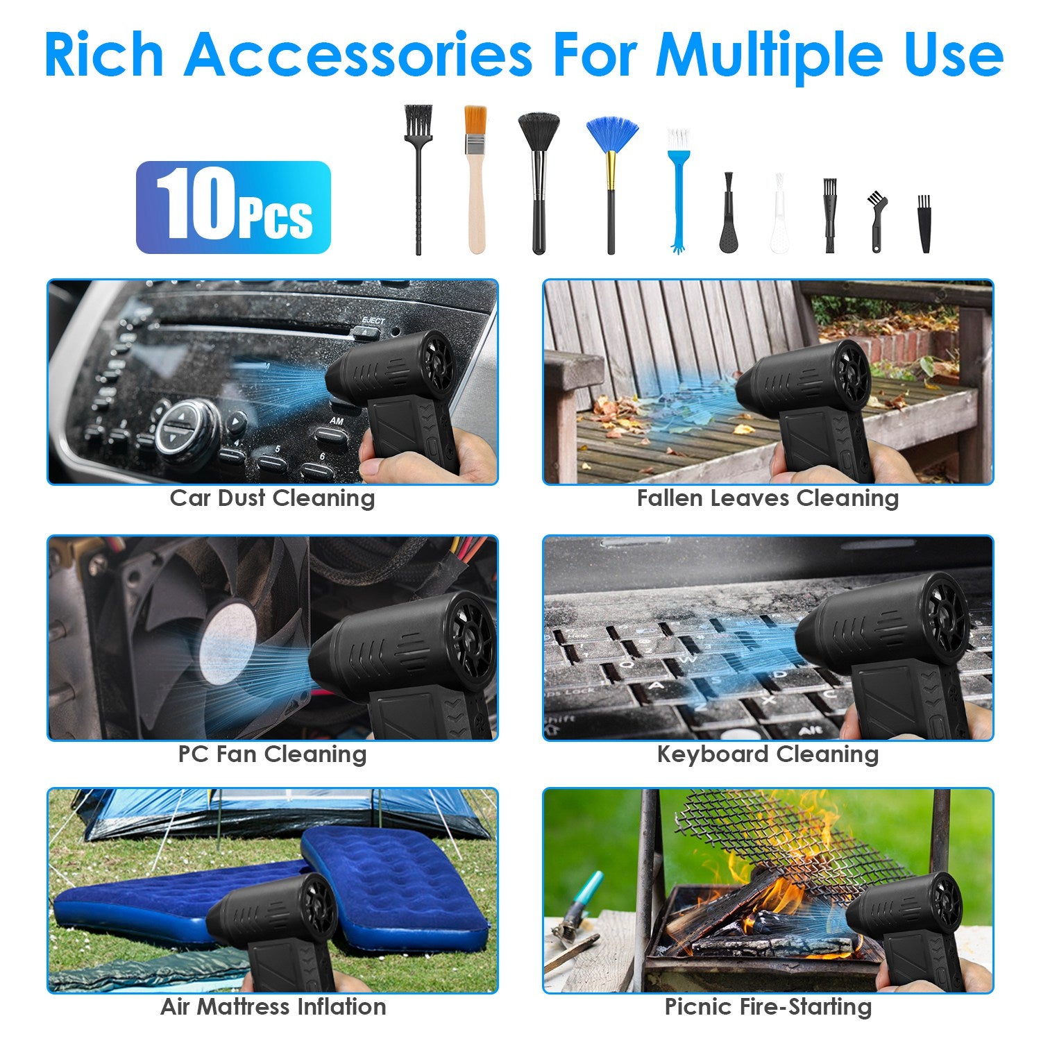 Compressed Air Duster with LED Light - 150,000 RPM