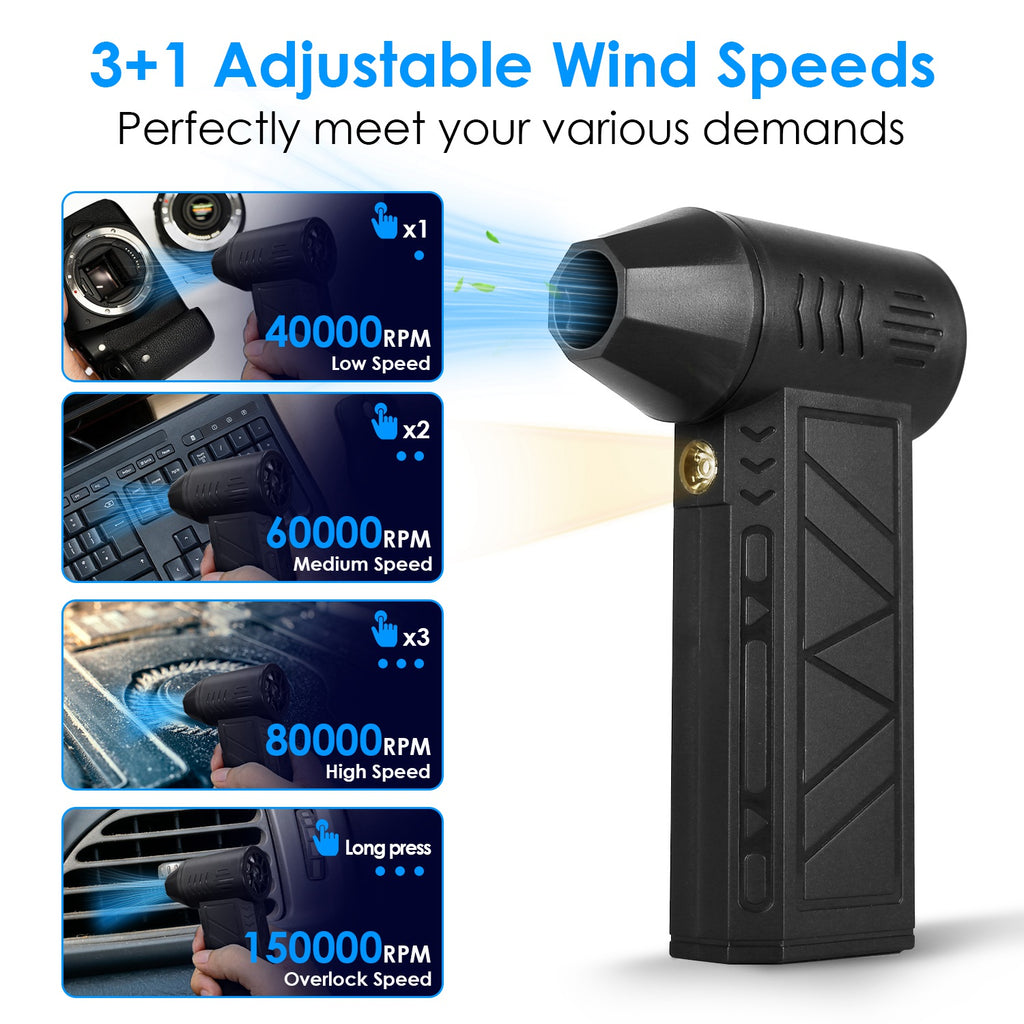 Compressed Air Duster with LED Light - 150,000 RPM