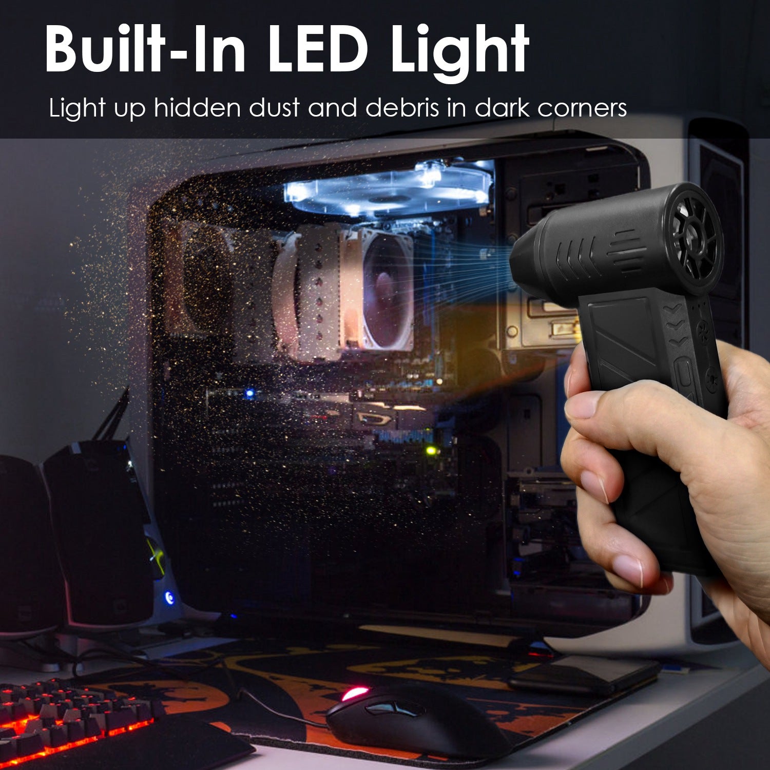 Compressed Air Duster with LED Light - 150,000 RPM