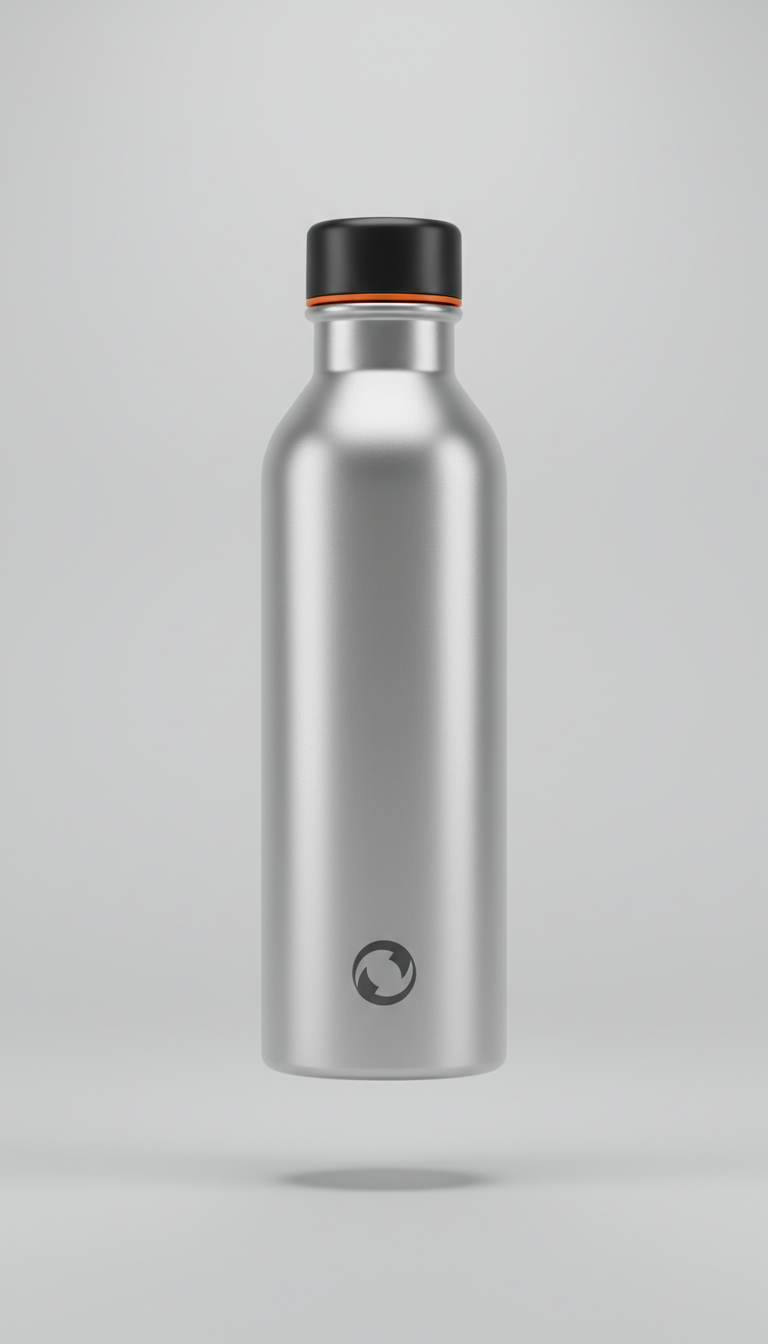 Minimalist silver water bottle