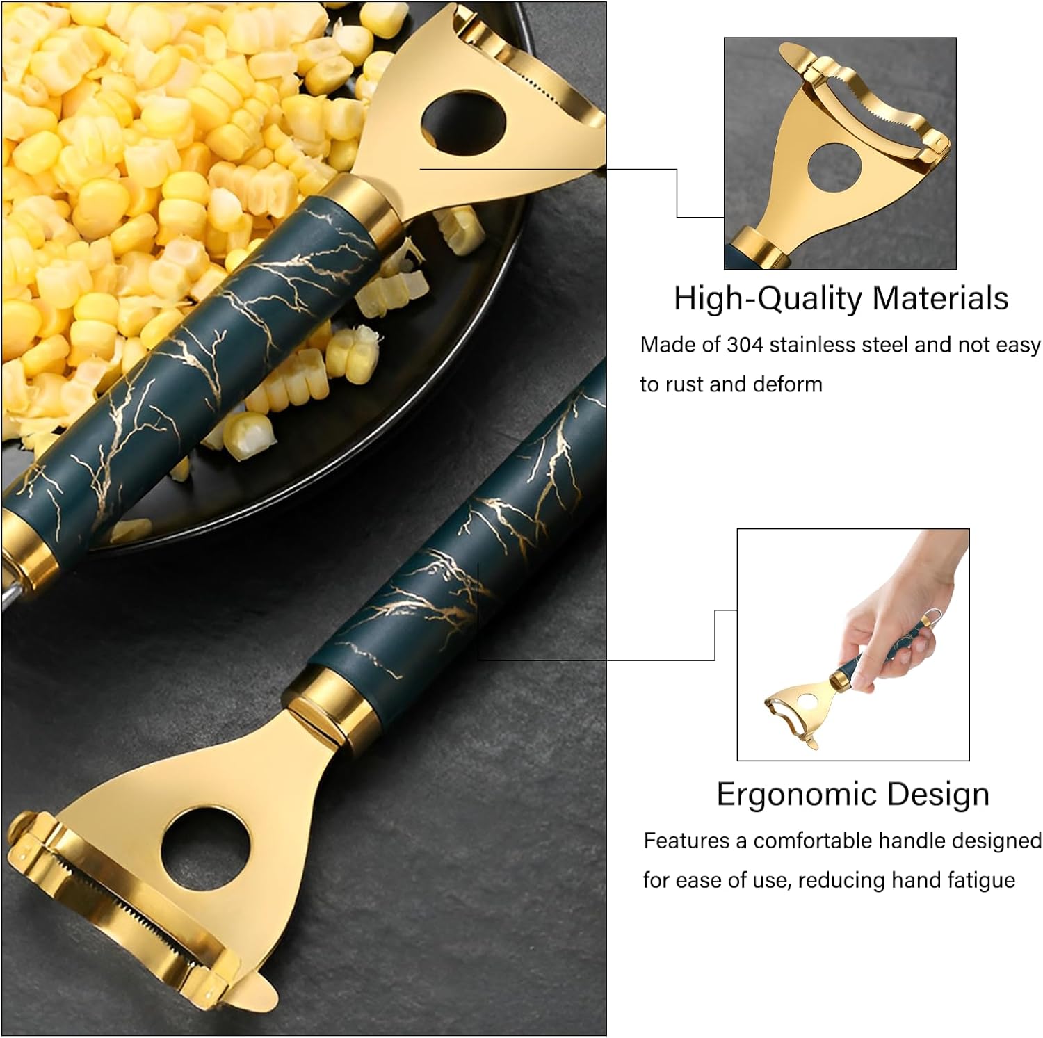2 Pack Corn Peeler - Stainless Steel Corn Cob Stripper Tool