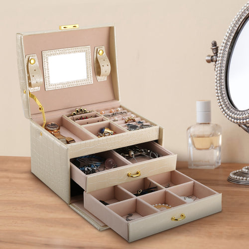 3-Layer Lockable Travel Jewelry Case