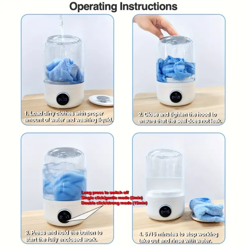 Portable Mini Washer - USB Rechargeable & Cordless
