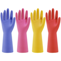 Colorful Rubber Kitchen Dishwashing Gloves - Set of 4
