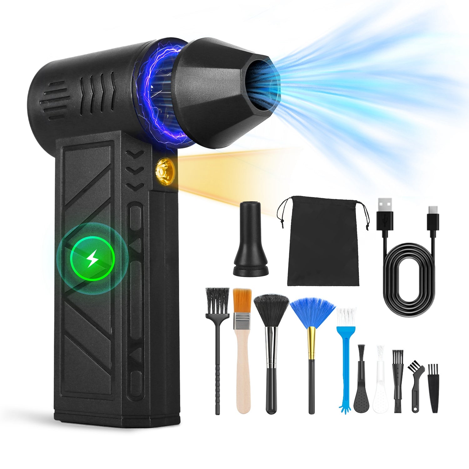 Compressed Air Duster with LED Light - 150,000 RPM