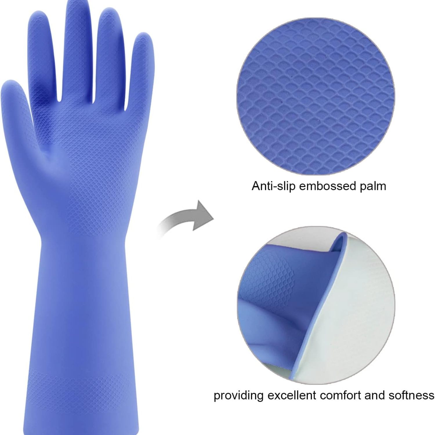 Colorful Rubber Kitchen Dishwashing Gloves - Set of 4