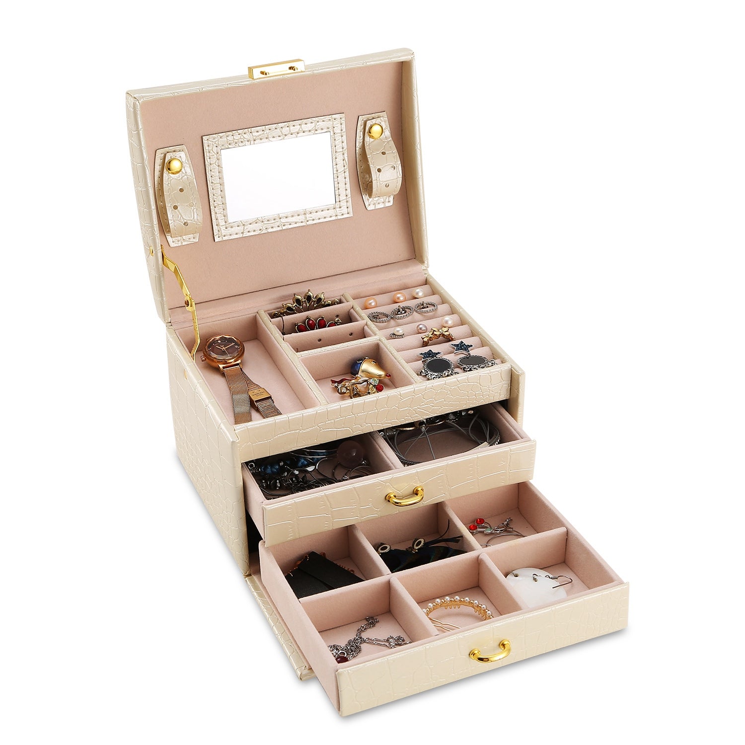3-Layer Lockable Travel Jewelry Case