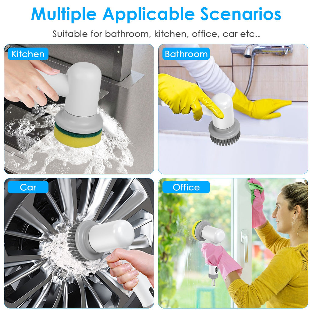 Electric Handheld Spin Scrubber - Cordless Cleaning Brush with 2 Speeds