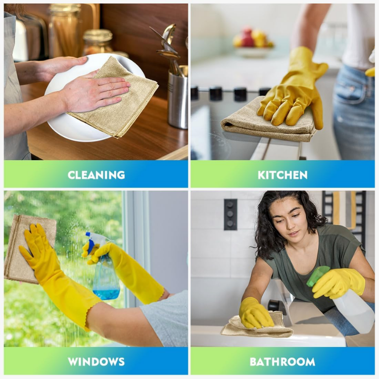 Brown Microfiber Cleaning Cloth 12 Pack - Ultra Absorbent & Lint Free