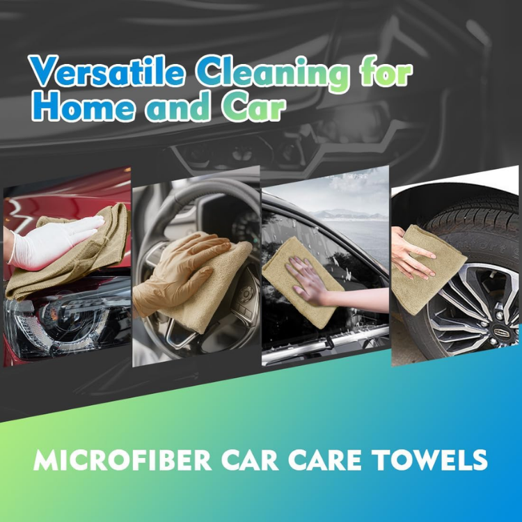 Brown Microfiber Cleaning Cloth 12 Pack - Ultra Absorbent & Lint Free