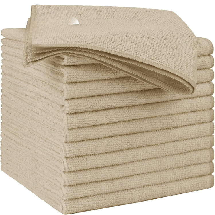 Brown Microfiber Cleaning Cloth 12 Pack - Ultra Absorbent & Lint Free